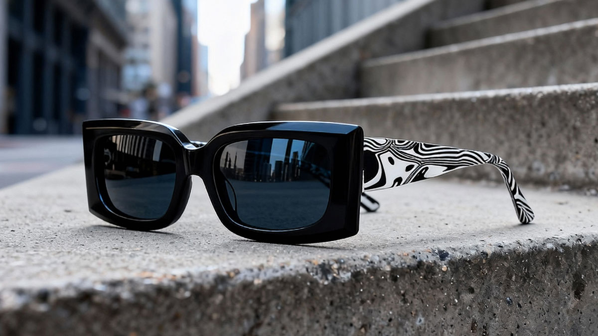 Orduno Rectangle Black Sunglasses