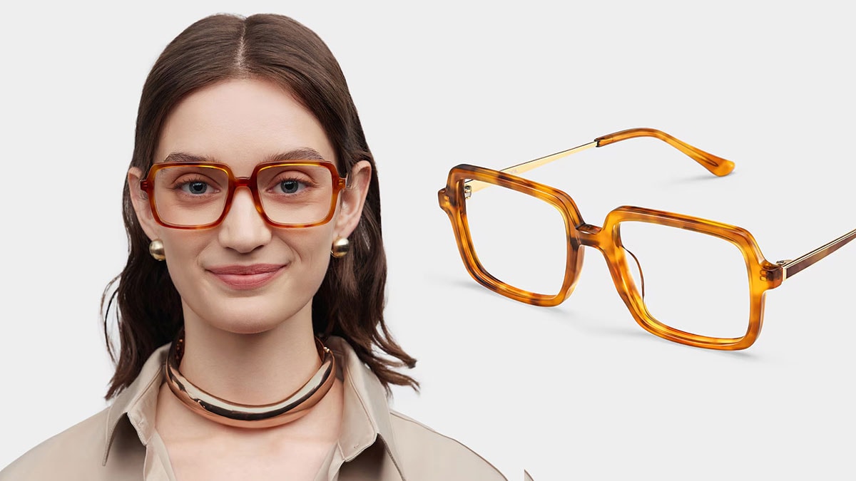 Beatrice Rectangle Yellow Glasses