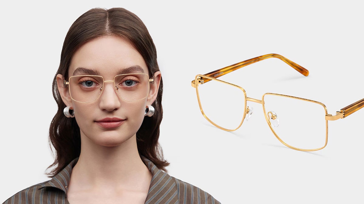 Felicity Geometric Gold Yellow Glasses