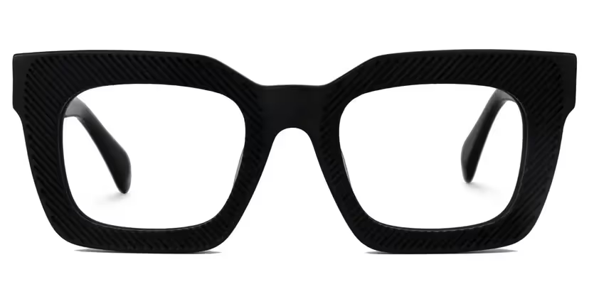 Keisa Bold Square Black Glasses