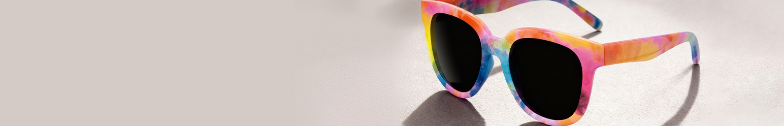 rainbow-framed glasses