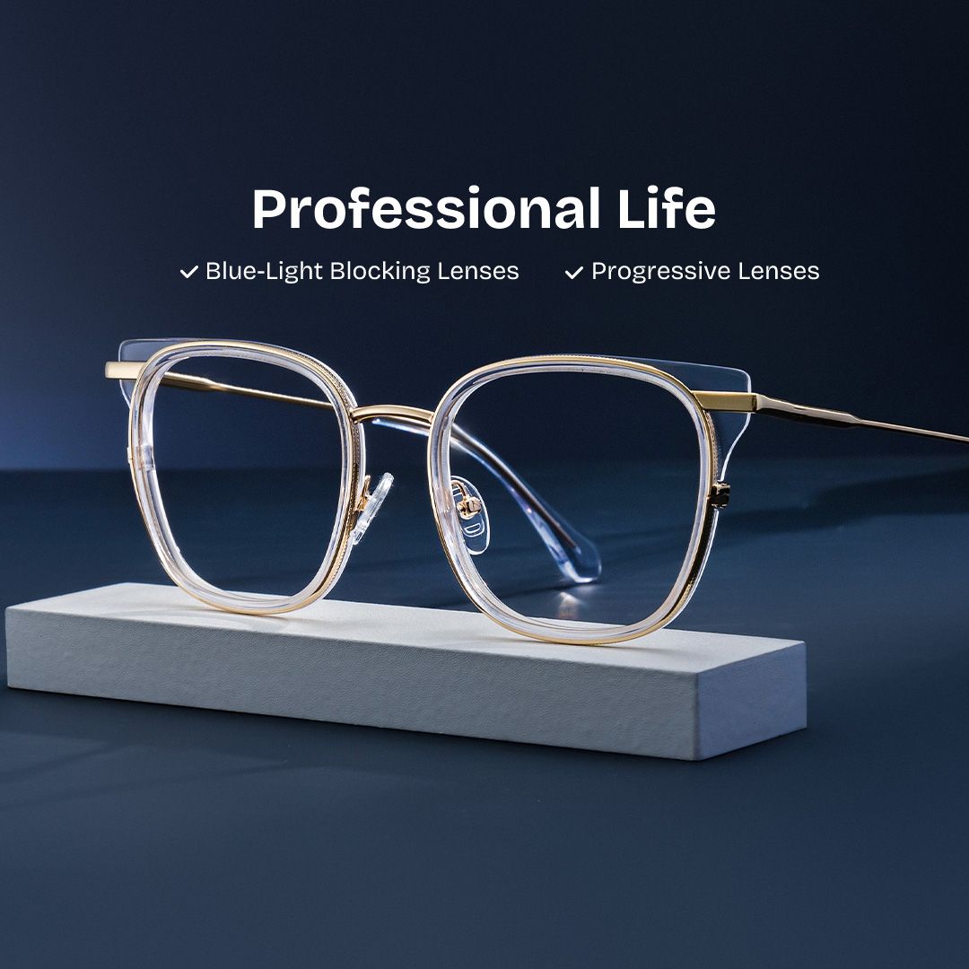 Cameron Eyeglasses in Square Clear-gold Frame | Zeelool0