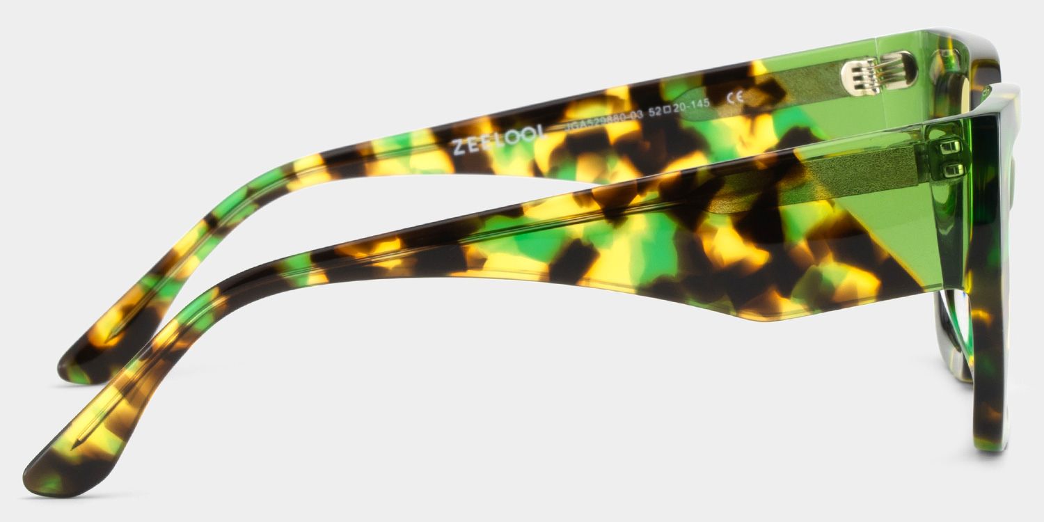 Viva Acetate Green Tortoise Square Frame Sunglasses | ZEELOOL