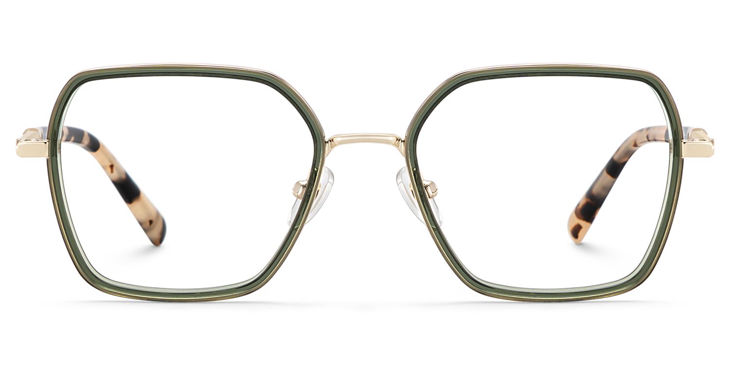 Zeelool Women's Geometric Green Mixed Prescription Glasses