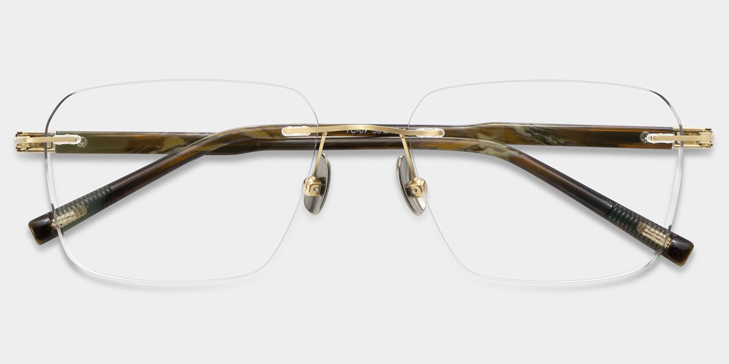 Claire Rectangle Gold Frame Eyeglasses for Man| ZEELOOL3