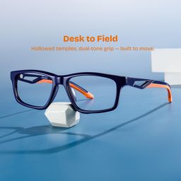 Emory Blue Rectangle Glasses0