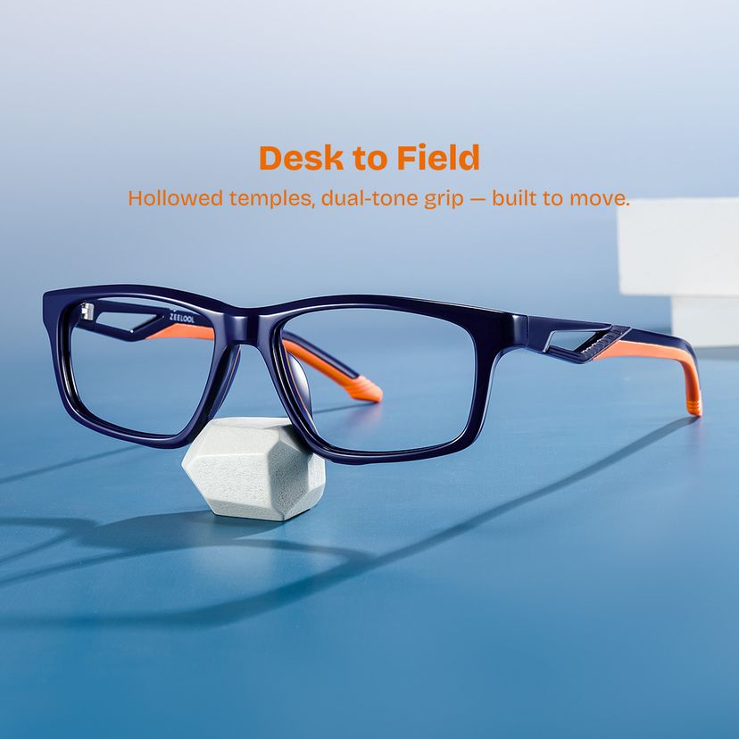 Emory Blue Rectangle Glasses