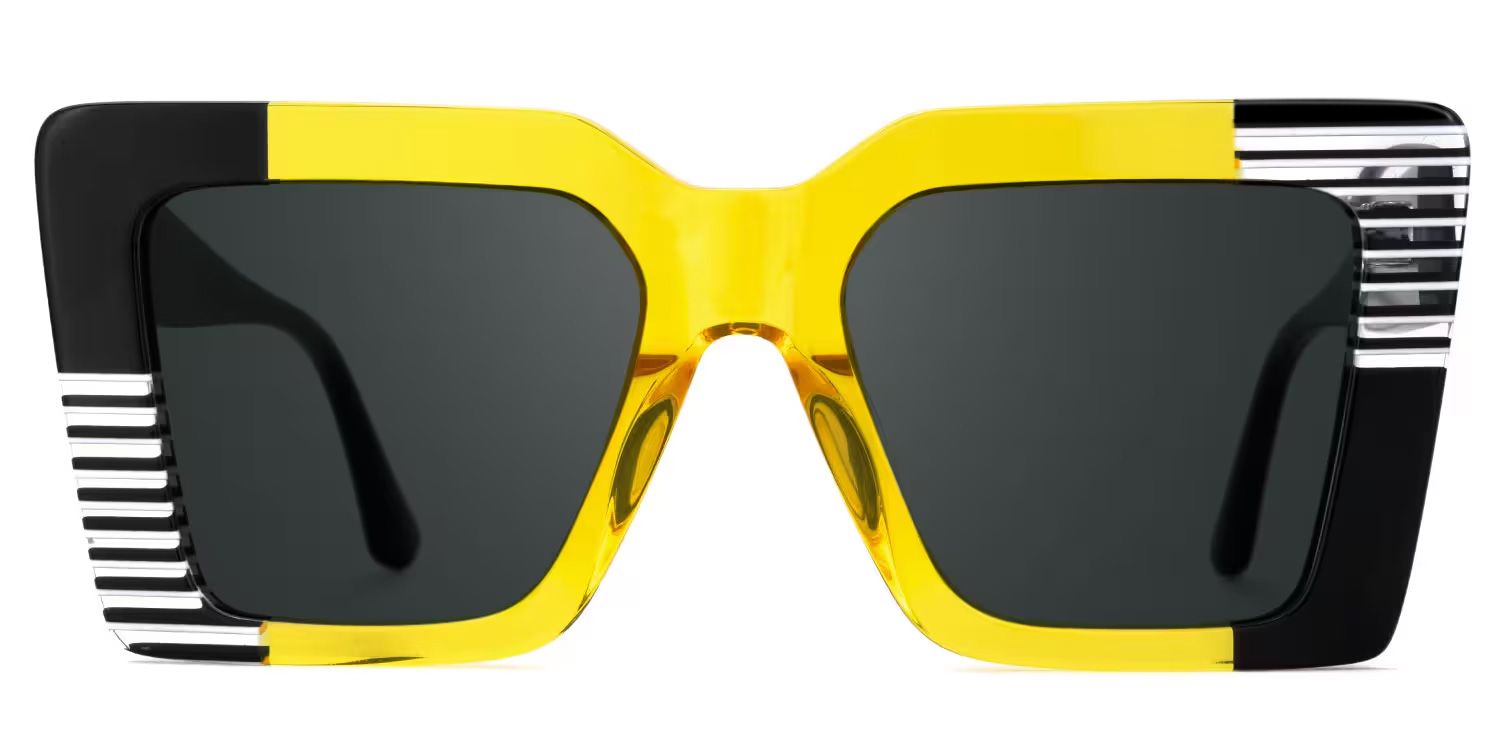 Shamika Rectangle Yellow Prescription Sunglasses | ZEELOOL2