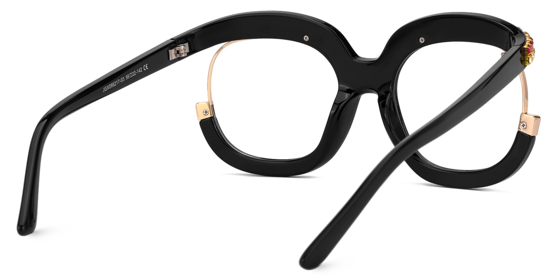 Veasley Yellow-Red Rhinestone Square Bling Glasses3