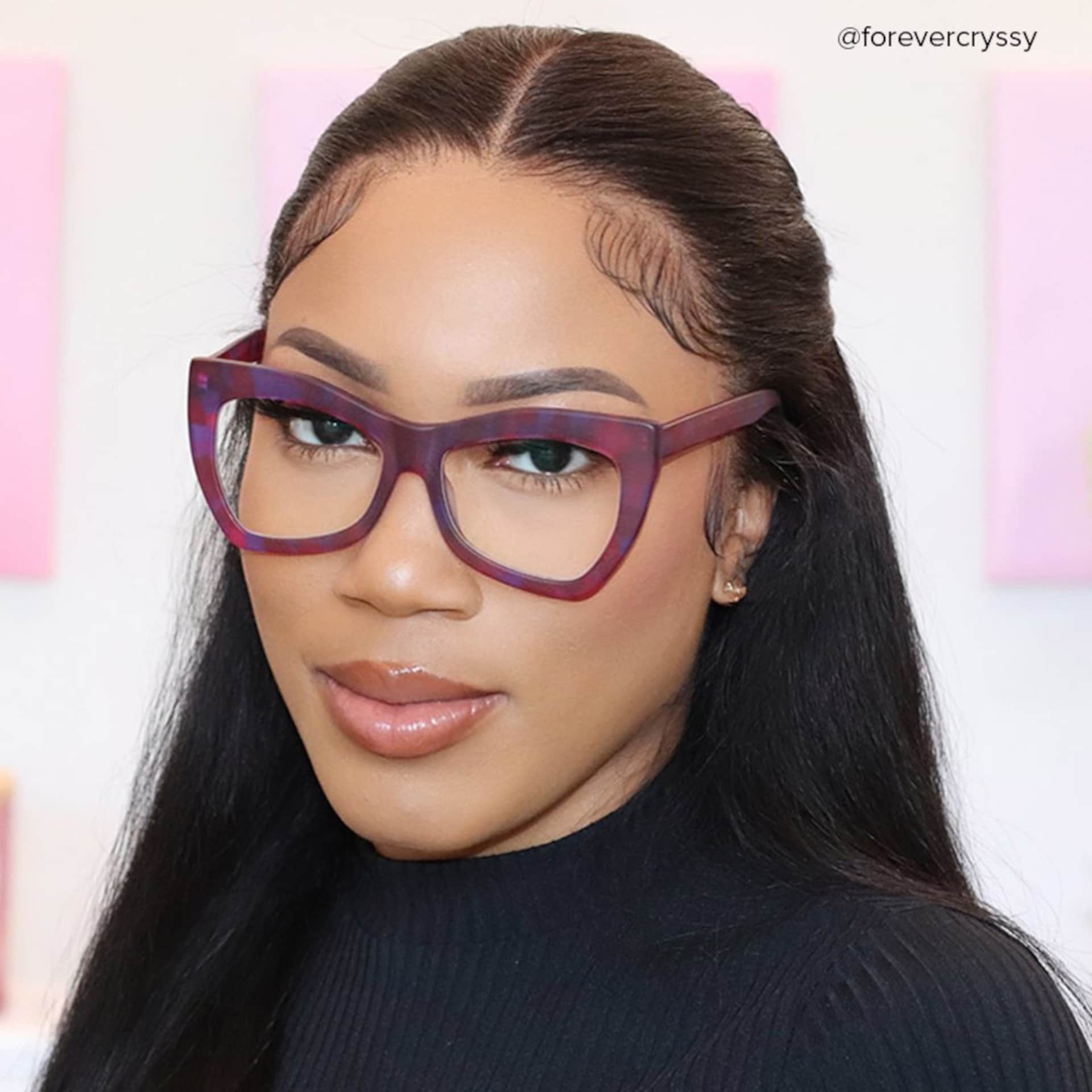 Bernita Geometric Red-Purple Glasses | Zeelool Glasses4