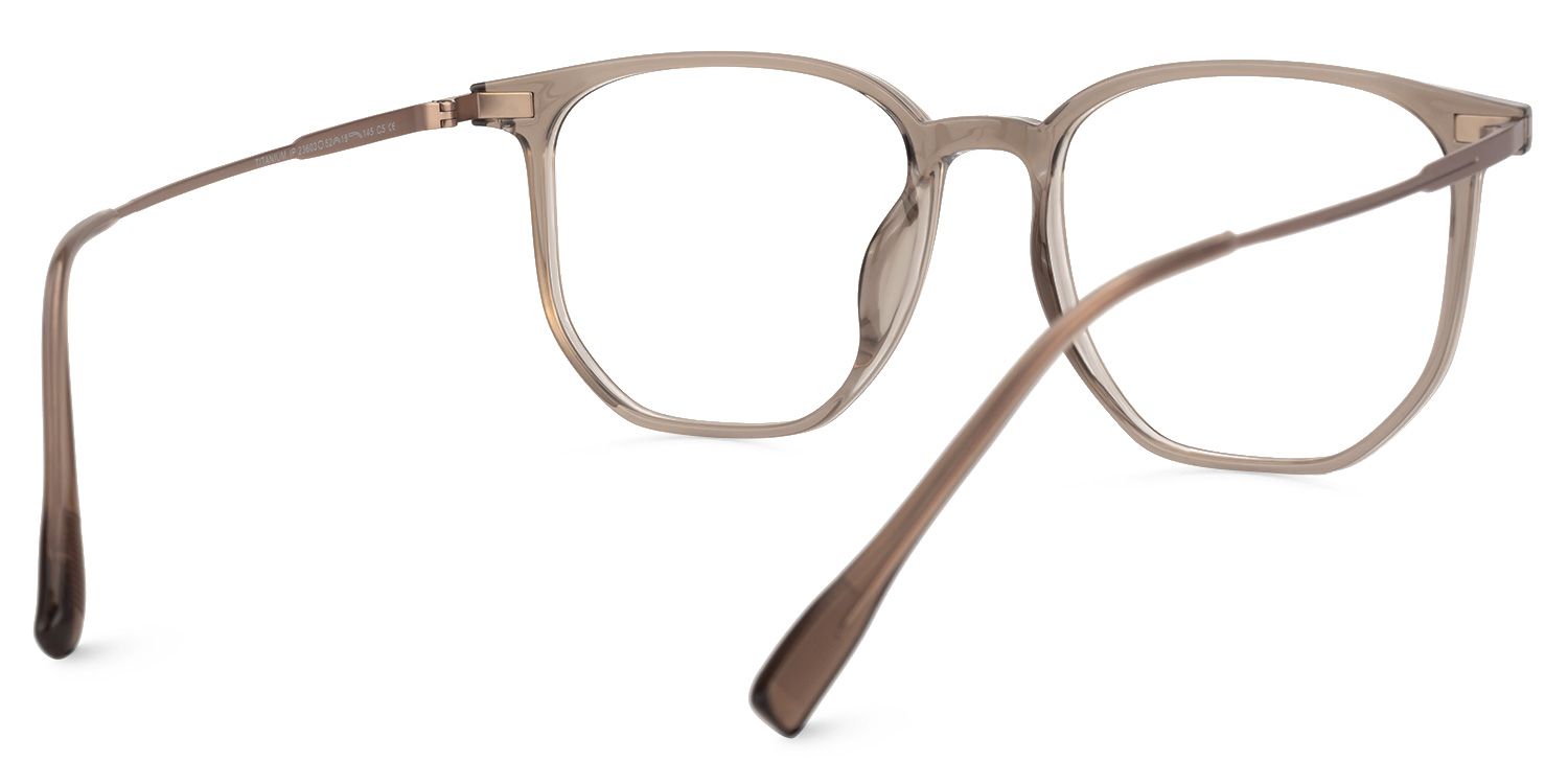 Bianca Mixed-Materials Geometric Brown Frame Glasses | ZEELOOL Canada3