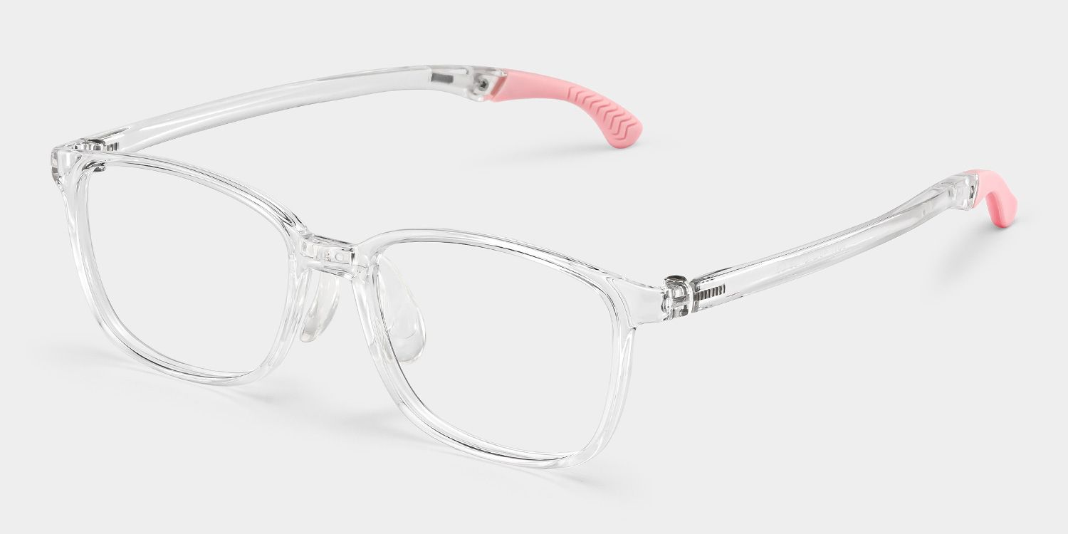 Gray Rectangle Clear Pink Frame Eyeglasses for Pre-tweens2
