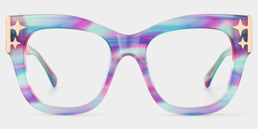 Minfia Blue Purple Square Glasses