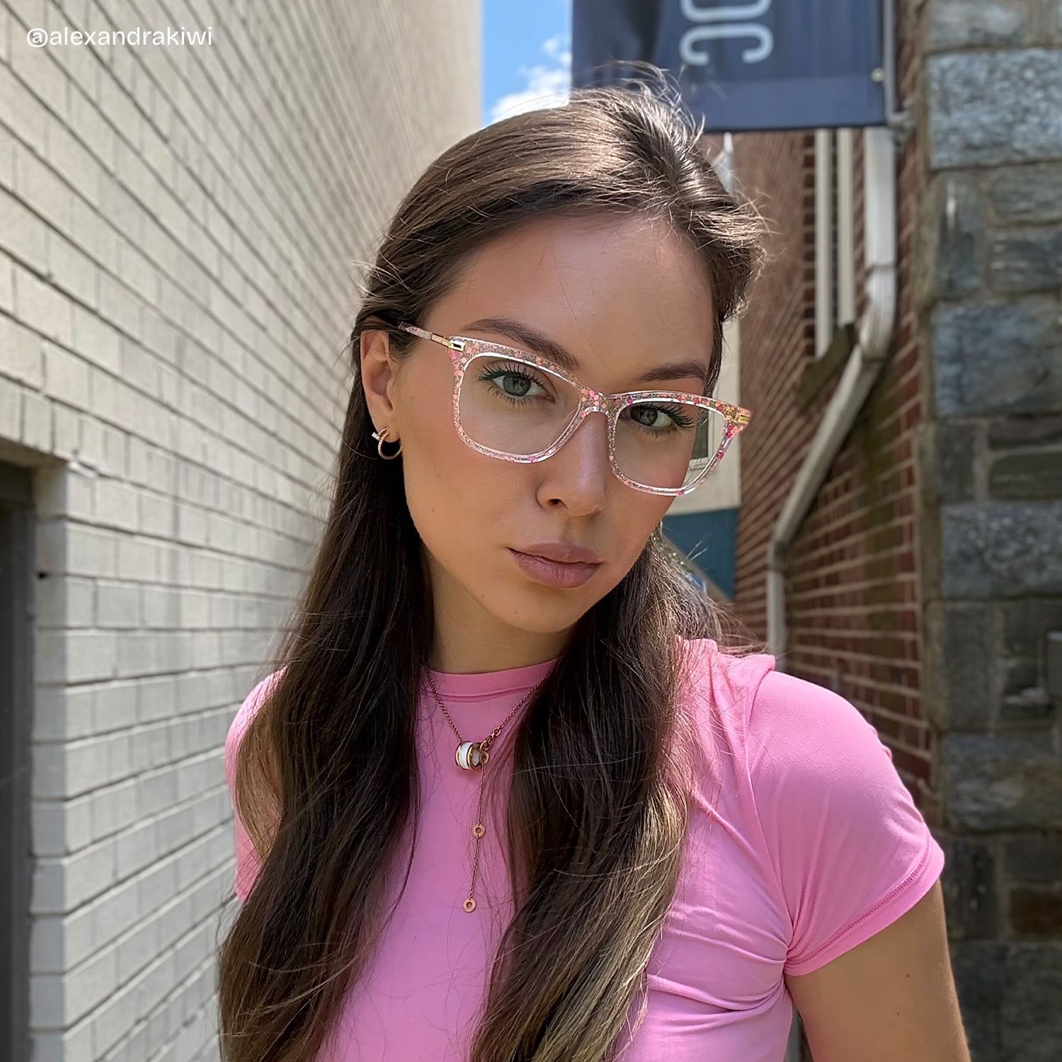 Eliot Rectangle Eyewear with Pink
