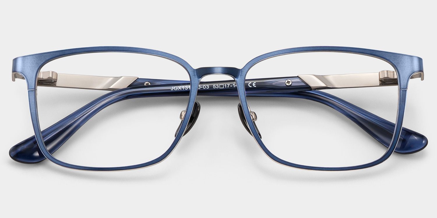 Aubrey Rectangle Blue Thin Glasses for Men | ZEELOOL2