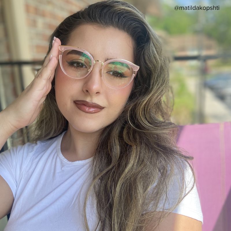 Eleanore Cat Eye Pink Frame Glasses | Zeelool12