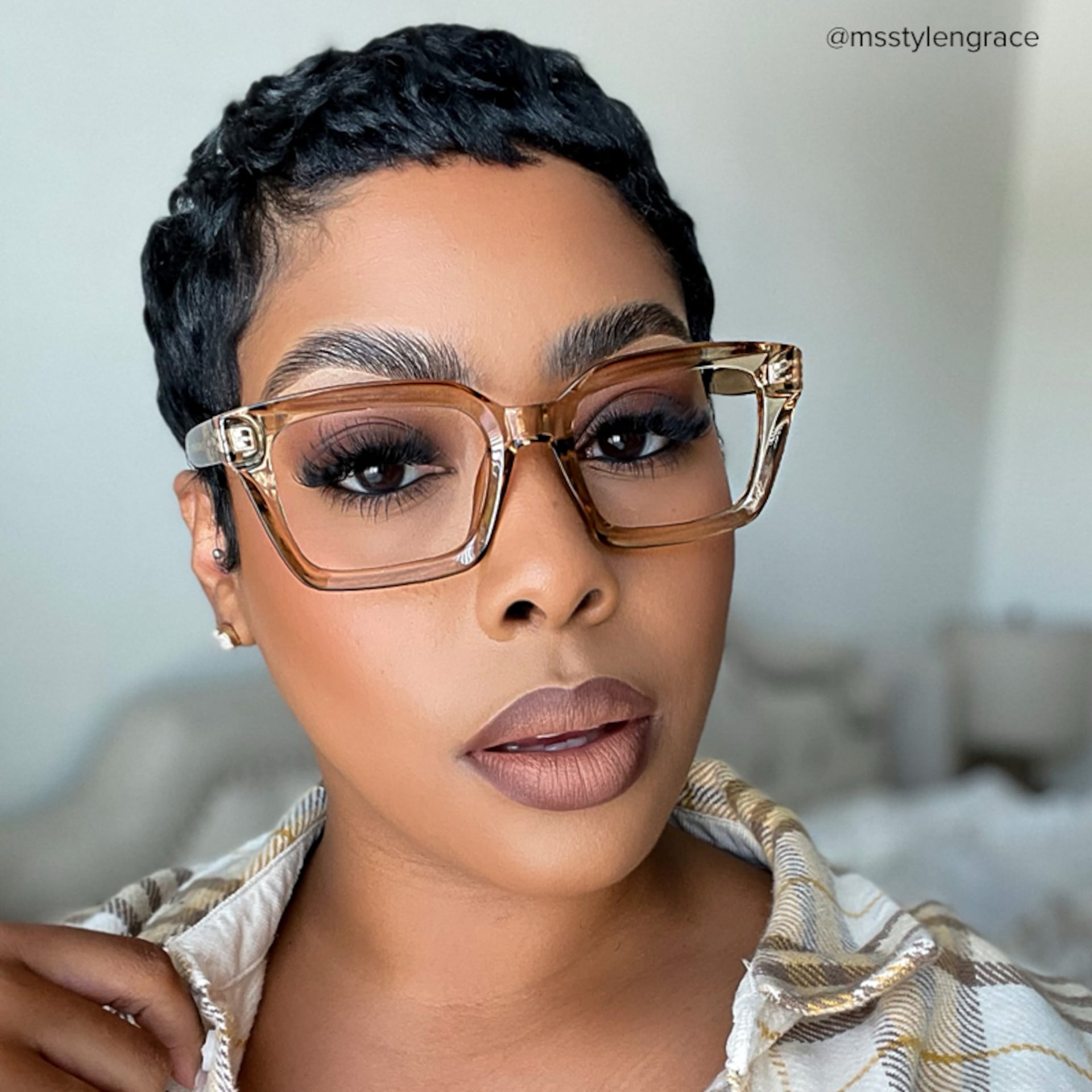 Grover Rectangle Eyeglasses and Champagne Color Frames7