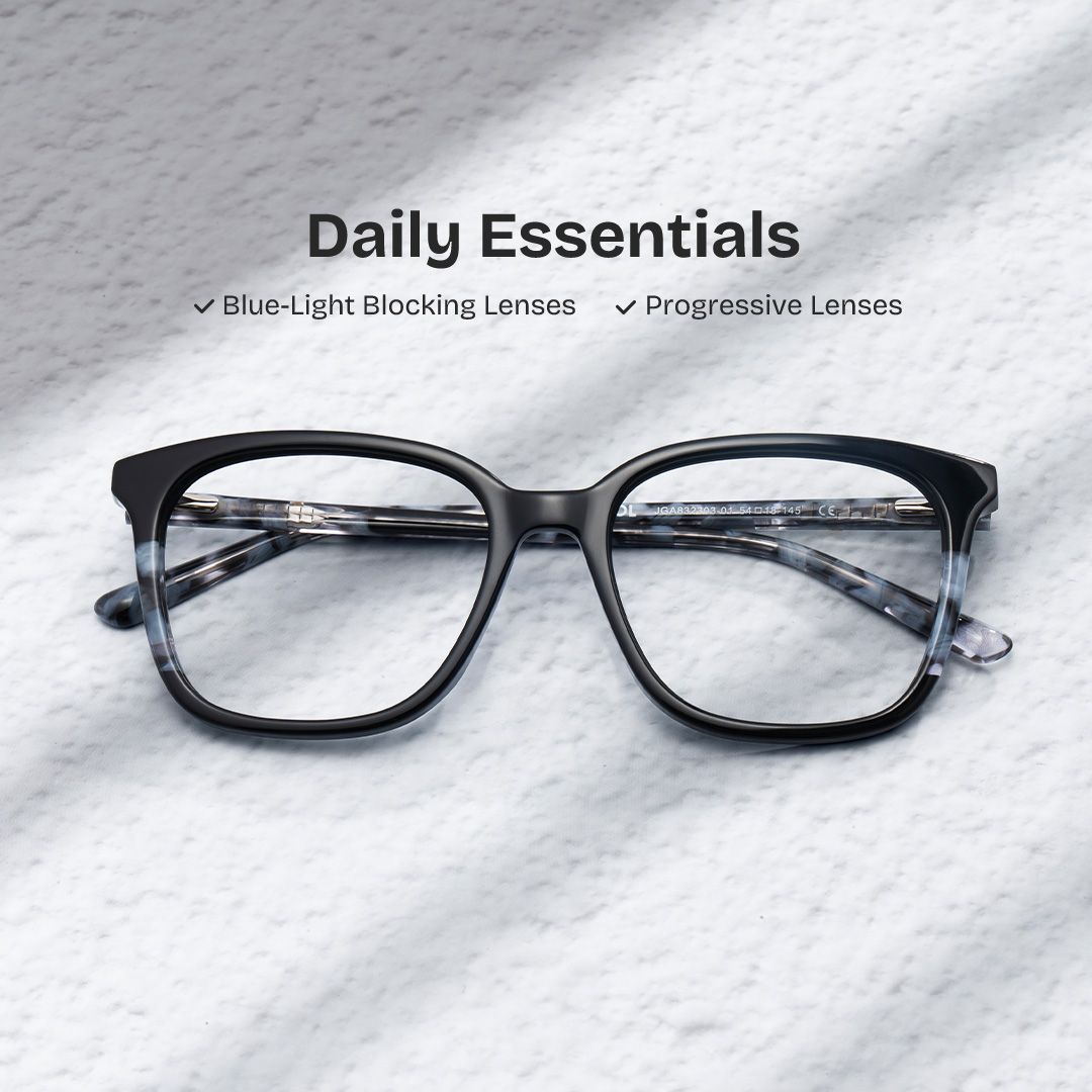 Finnley Acetate Black Frame Glasses with Square Shape | Zeelool0