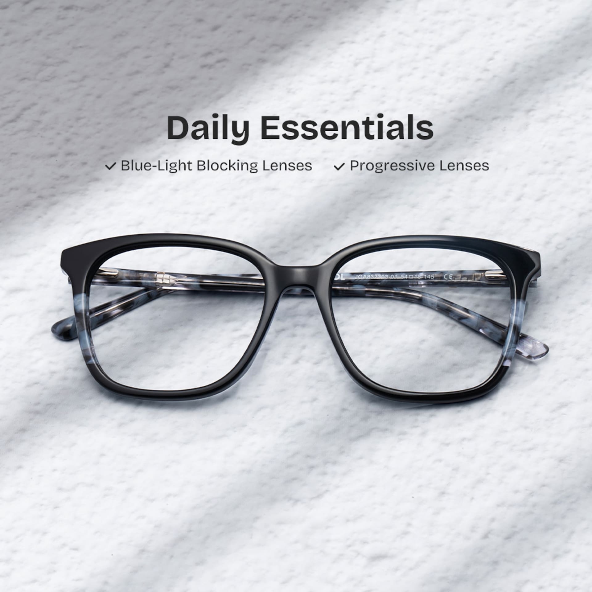 Finnley Acetate Black Frame Glasses with Square Shape | Zeelool0