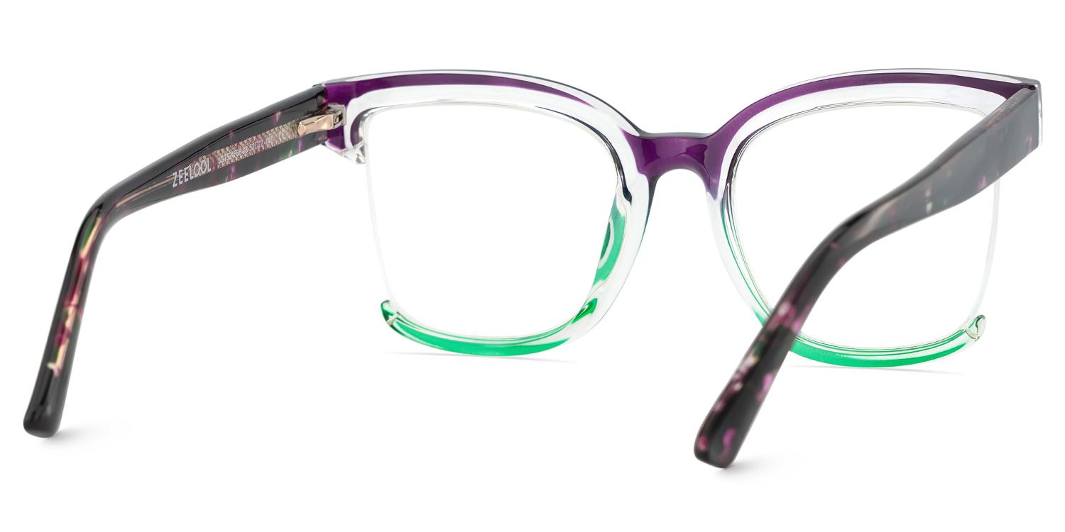 Square Cadogan Purple-Green Frame Glasses | Zeelool5