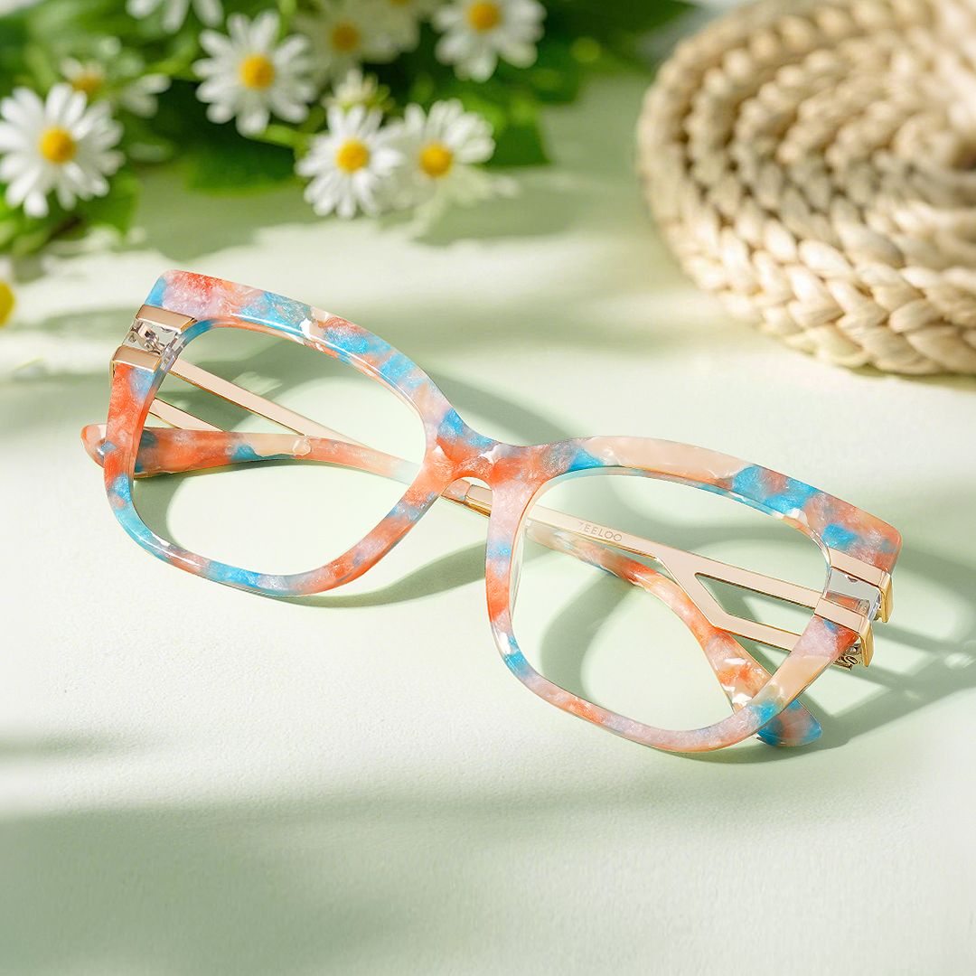 Kieran Eyeglasses in Rectangle Multicolor Frame | Zeelool
