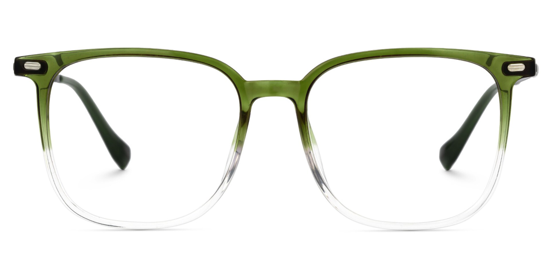 Mullen Square Thin Green-Clear Gradient Frame Glasses0
