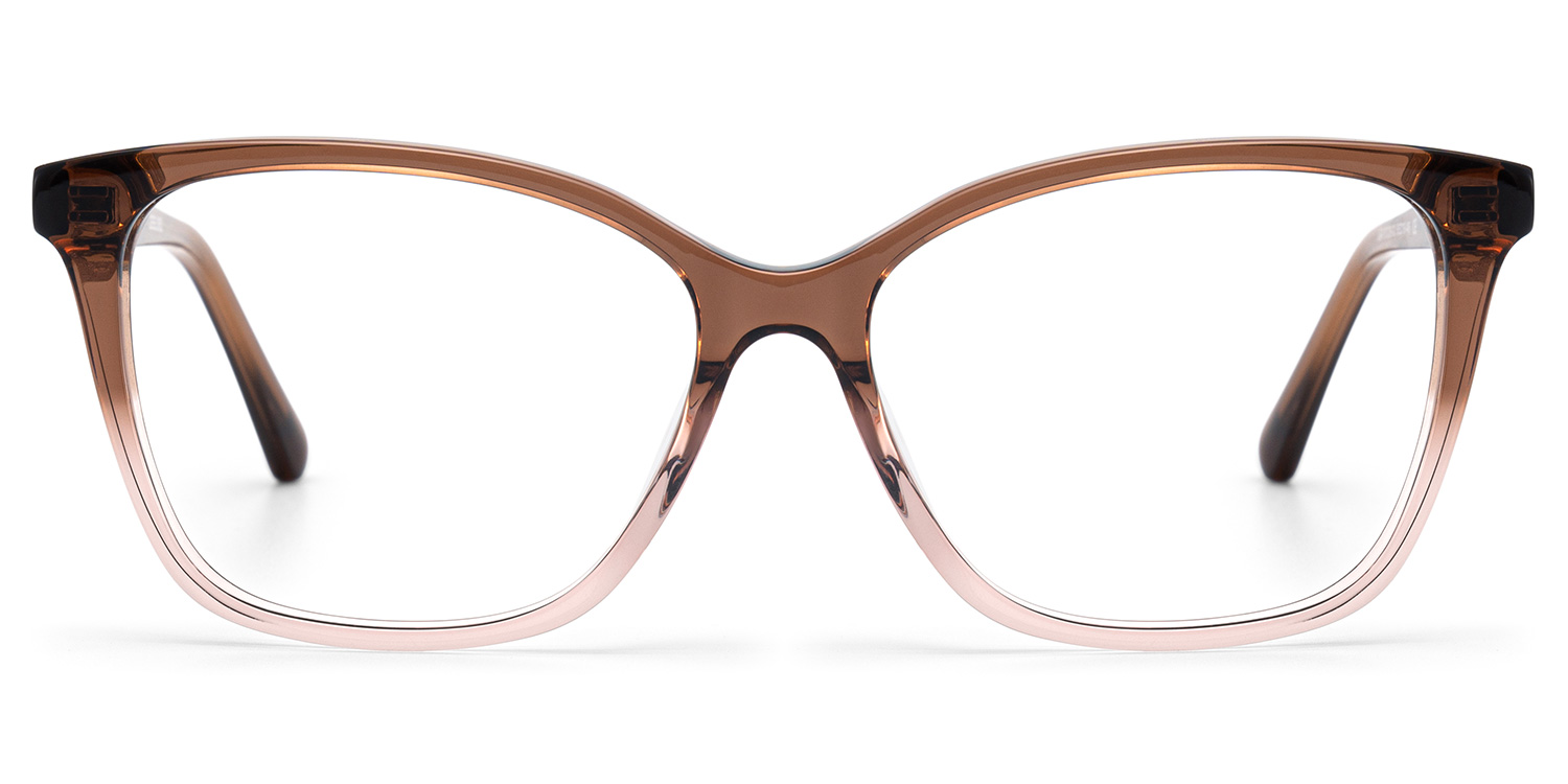 Finnian Square Clear Brown Glasses Frames with Glitter Fabric