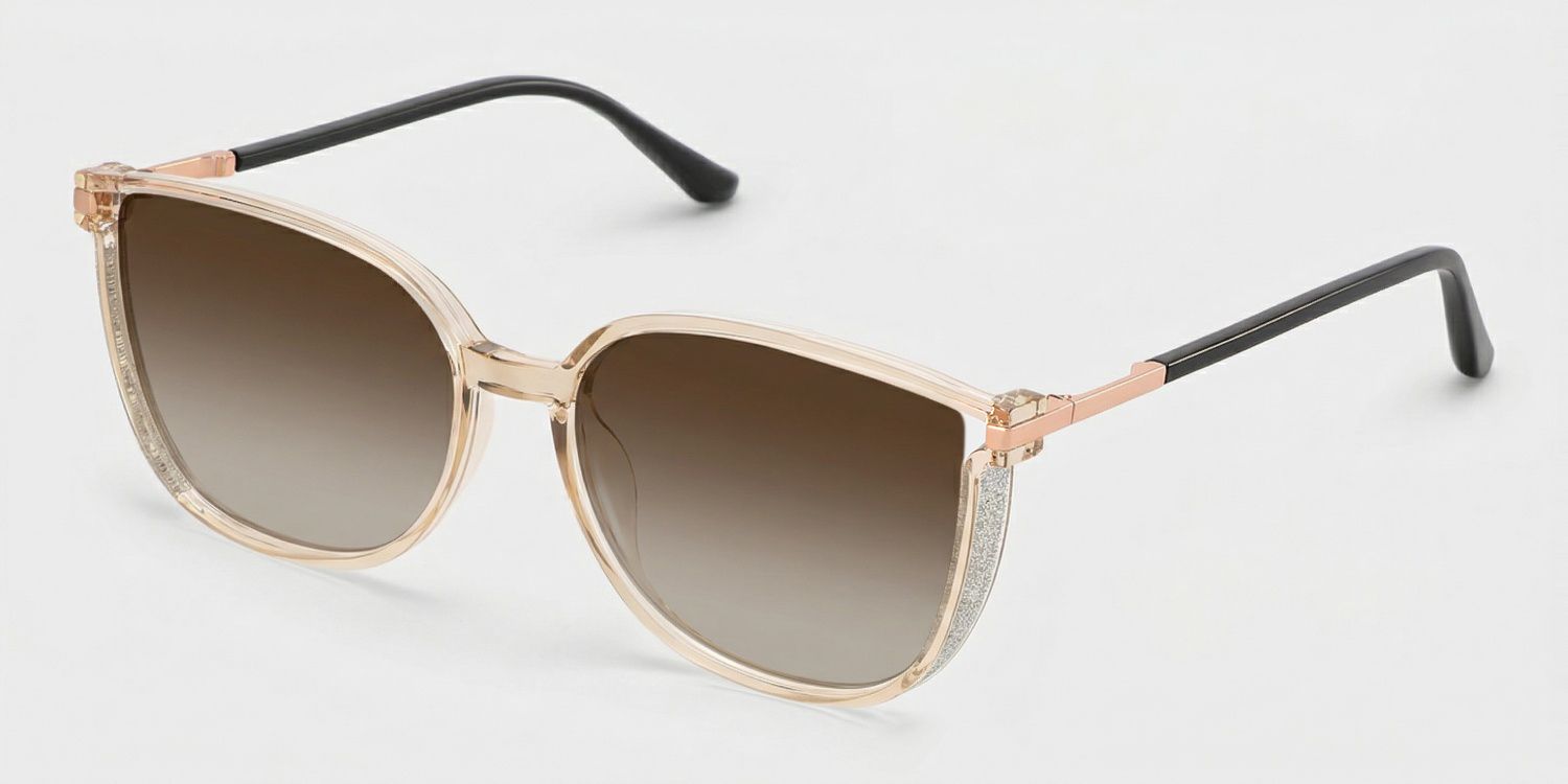 Annalisa Square Beige Thin Frame Glasses | Zeelool2