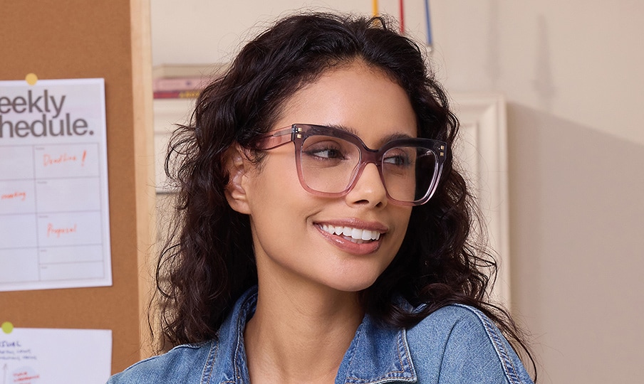 ジゼル　チャコールグレーS Women's Square Prescription Eyeglasses