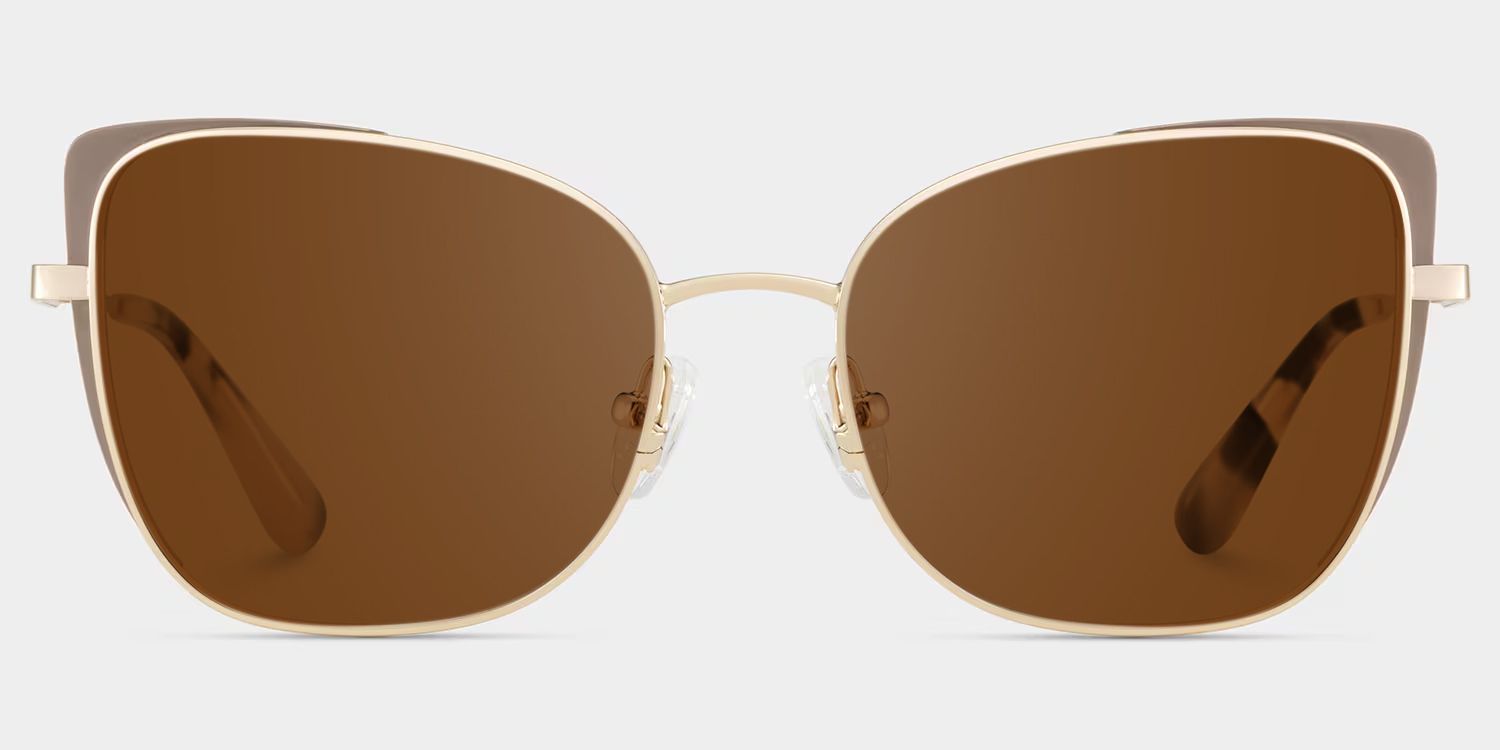 Tessa Khaki Gold Cat Eye Sunglasses to Frame Your Face | ZEELOOL0