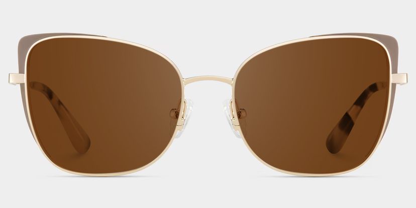 Tessa Khaki Gold Cat eye Sunglasses