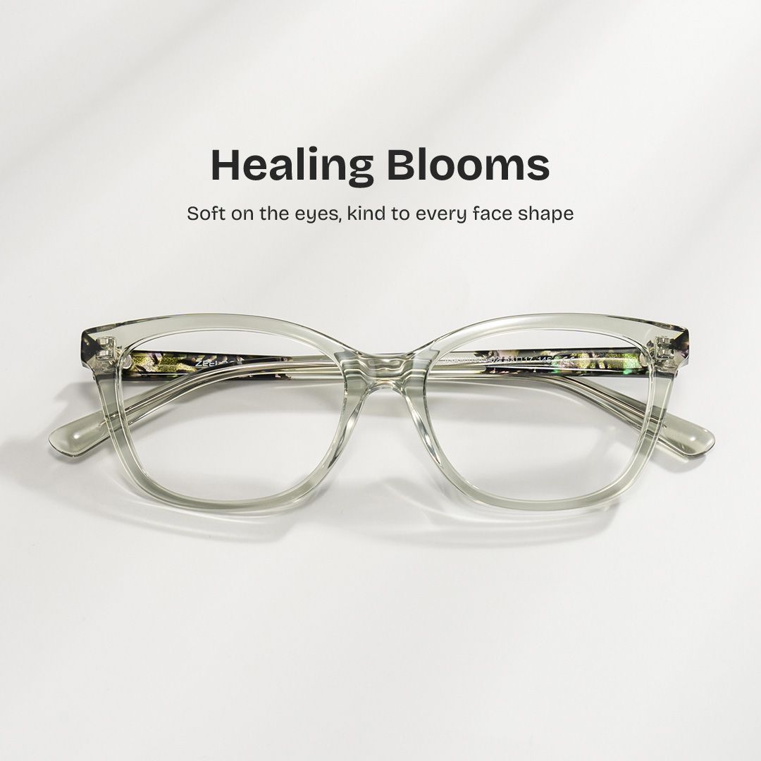 Cassia Clear Green Rectangle Acetate Glasses Frames | ZEELOOL