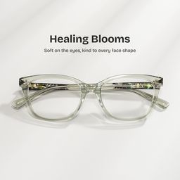 Cassia Green Rectangle Glasses0