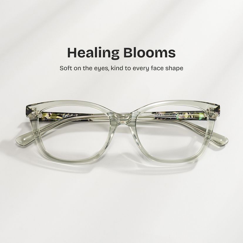 Cassia Green Rectangle Glasses