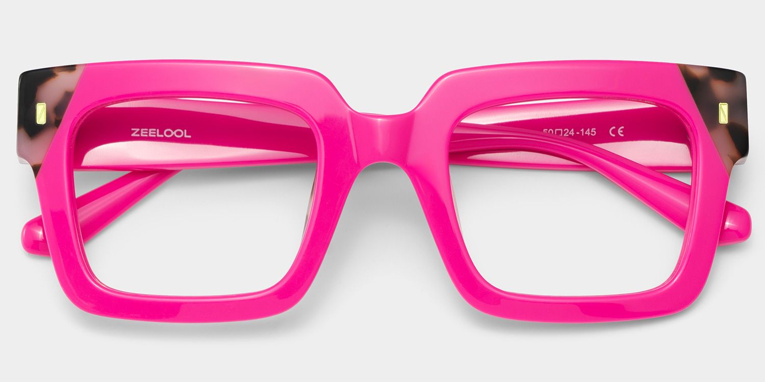 Square Pink Tortoise Eyeglasses- Sarah Acetate Frame Glasses2