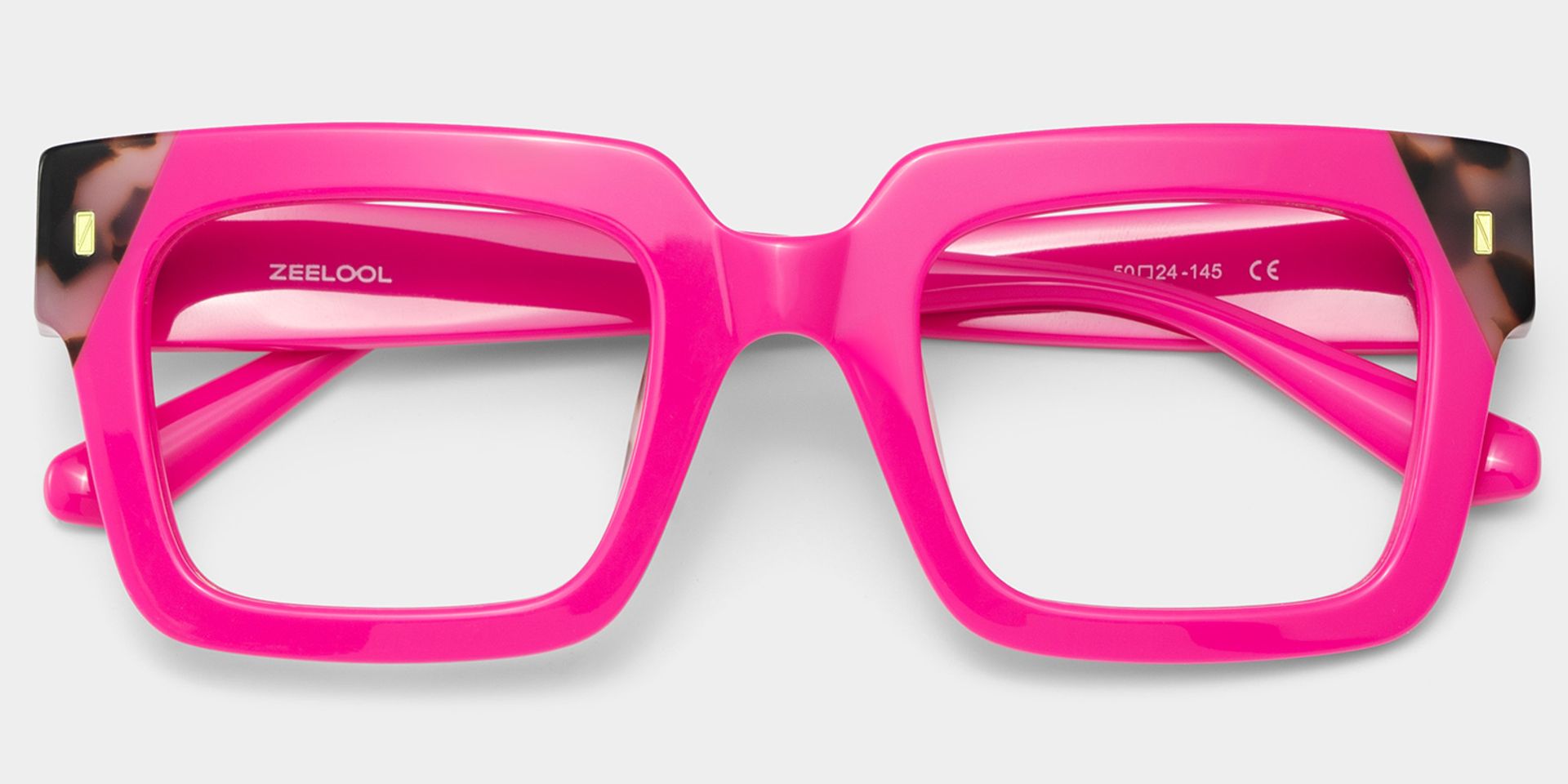 Square Pink Tortoise Eyeglasses- Sarah Acetate Frame Glasses2