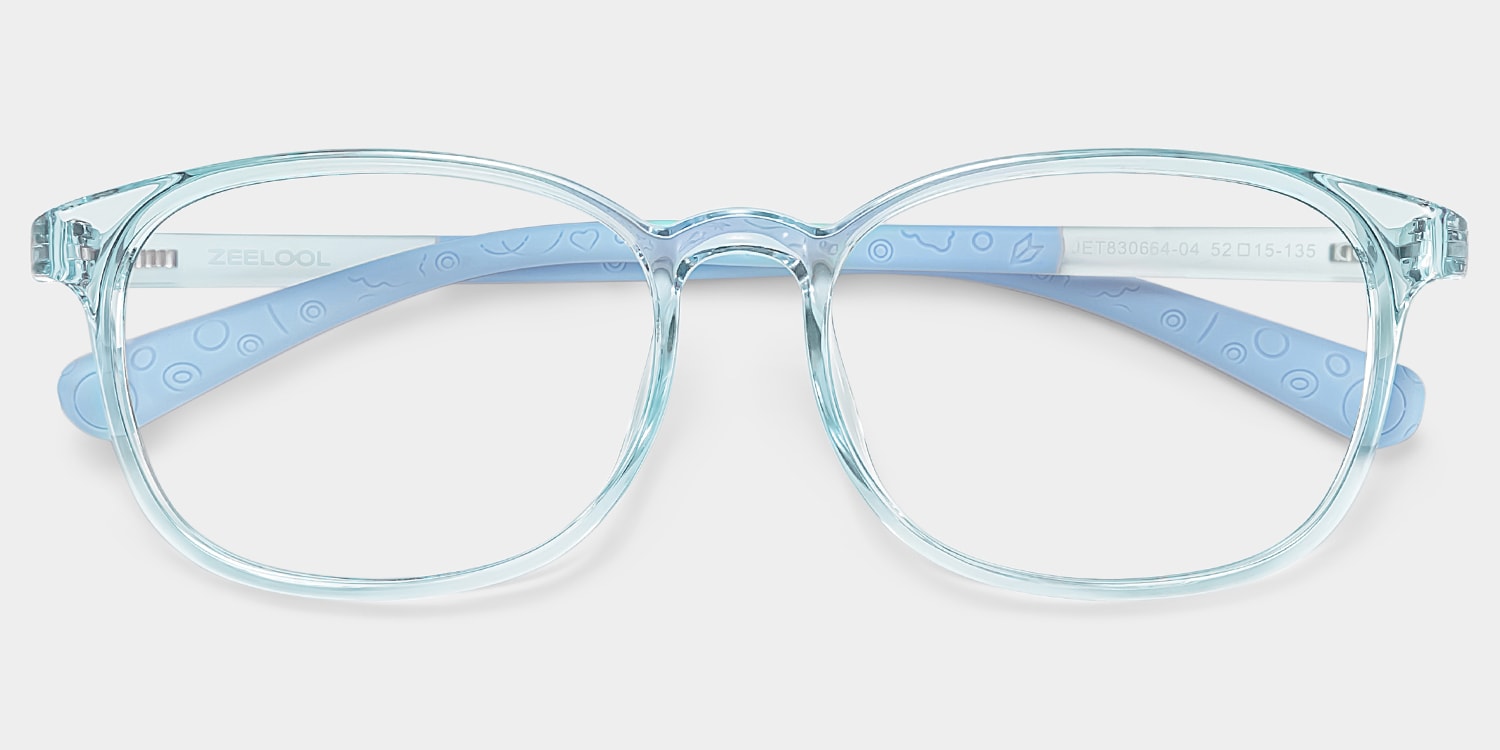 Kids Rectangle Clear Blue Amaker Frame Glasses | Zeelool