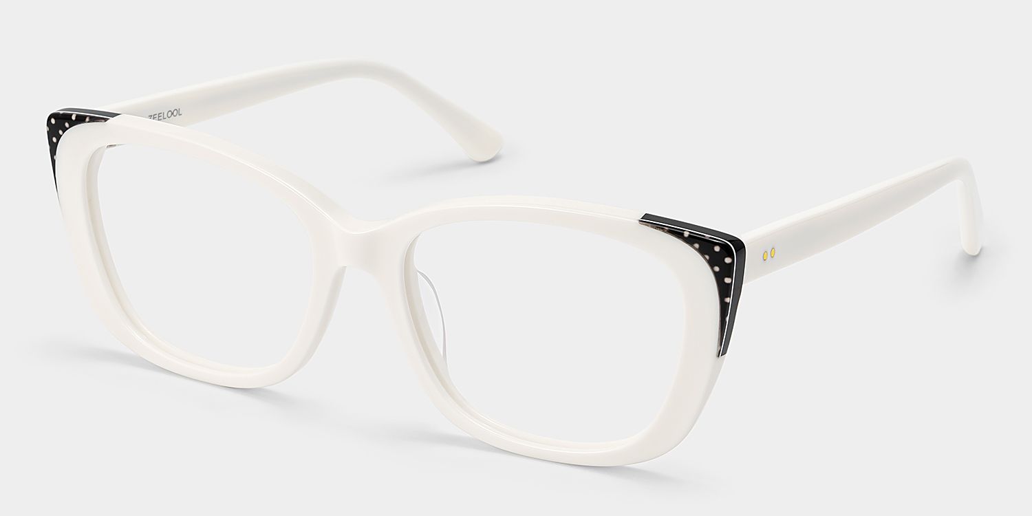 Madeline White Cat eye Frame Glasses On Sale | ZEELOOL3