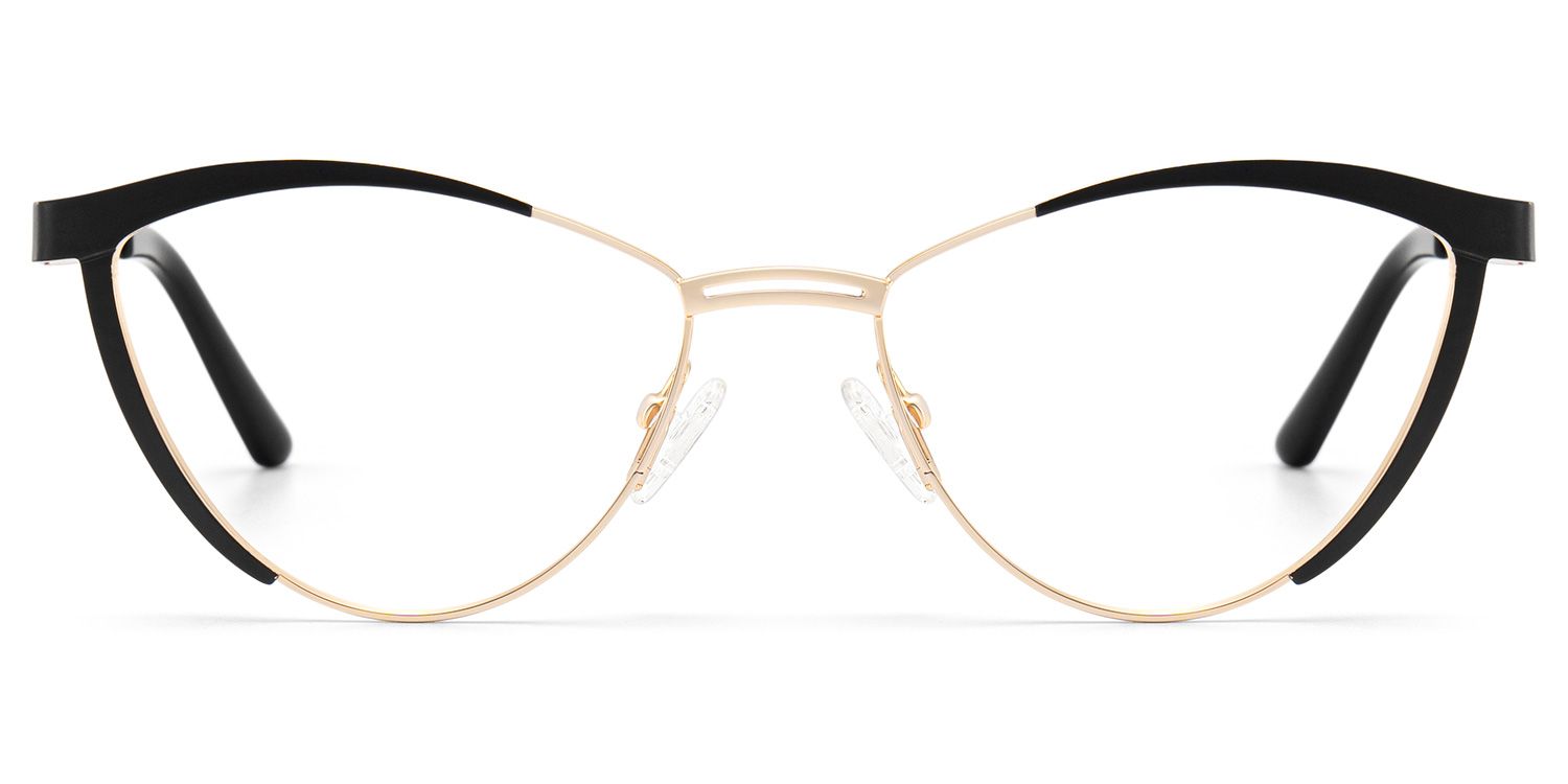 Zeelool Women's Cat eye Black Metal Prescription Glasses