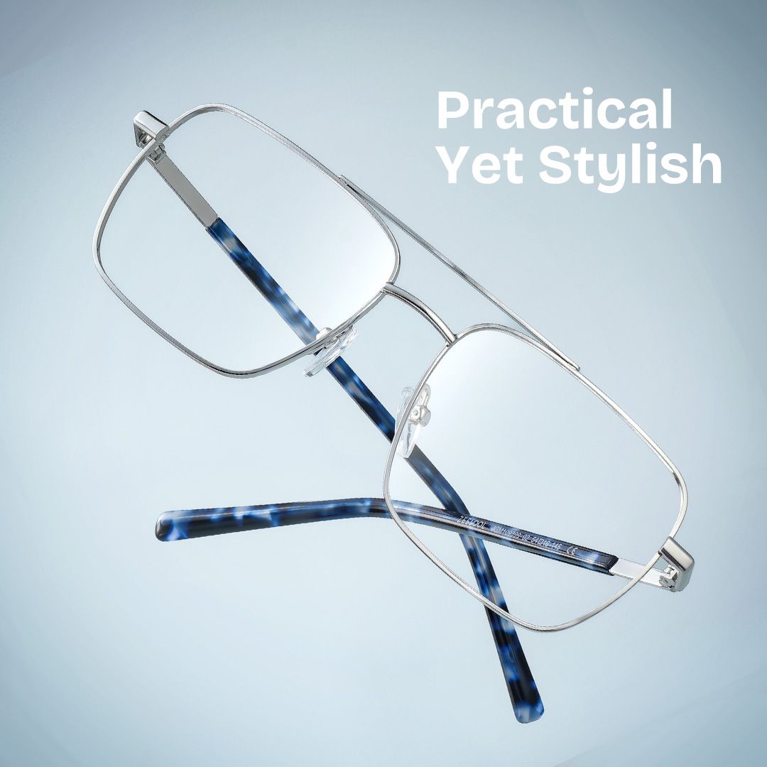 Iris Silver Frame Glasses with Aviator Frame Online | ZEELOOL1