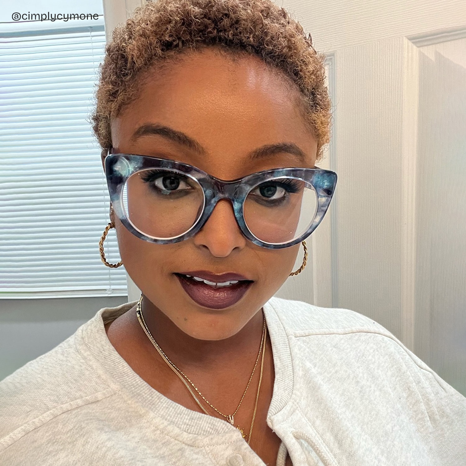 Starry Cateye Blue Frame Glasses | Zeelool Optical