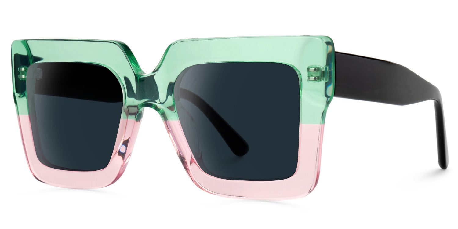 Brandon Square Green-Pink Sunglasses | Zeelool Glasses1