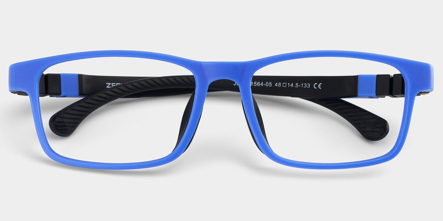 Kids Rectangle Blue Amaker Frame Glasses | Zeelool0