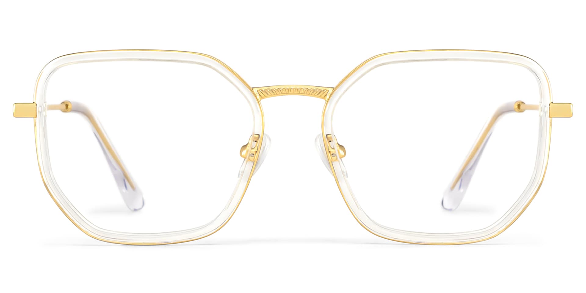 Levi Eyeglasses in Geometric Gold Frame | Zeelool1