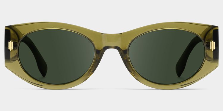 Reina Geometric Green Polarized Sunglasses
