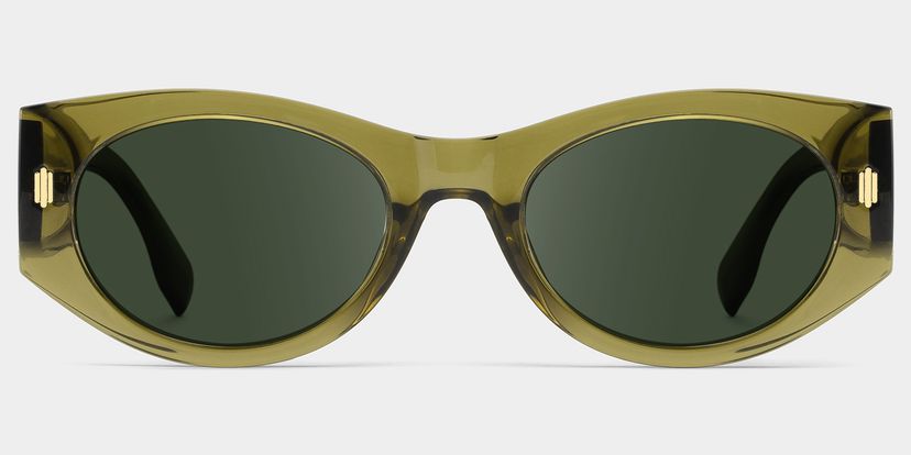 Reina Geometric Green Polarized Sunglasses