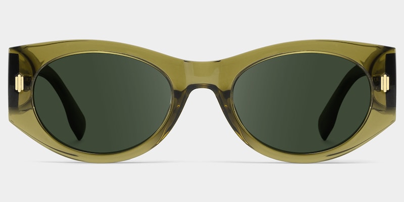 Reina Geometric Green Polarized Sunglasses