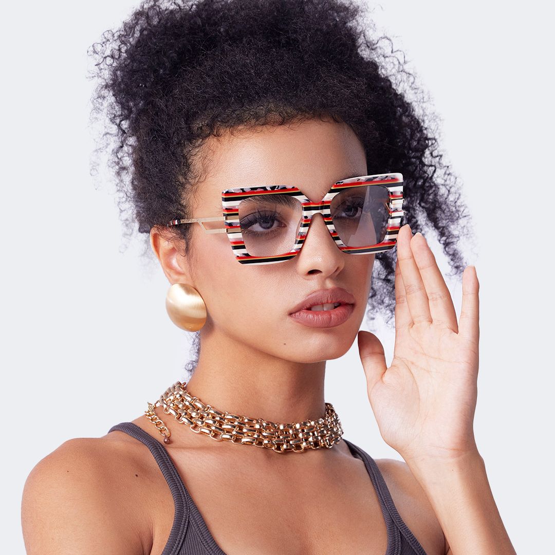 Best Women's Frames For Thick Lenses With Rainbow Stripes6