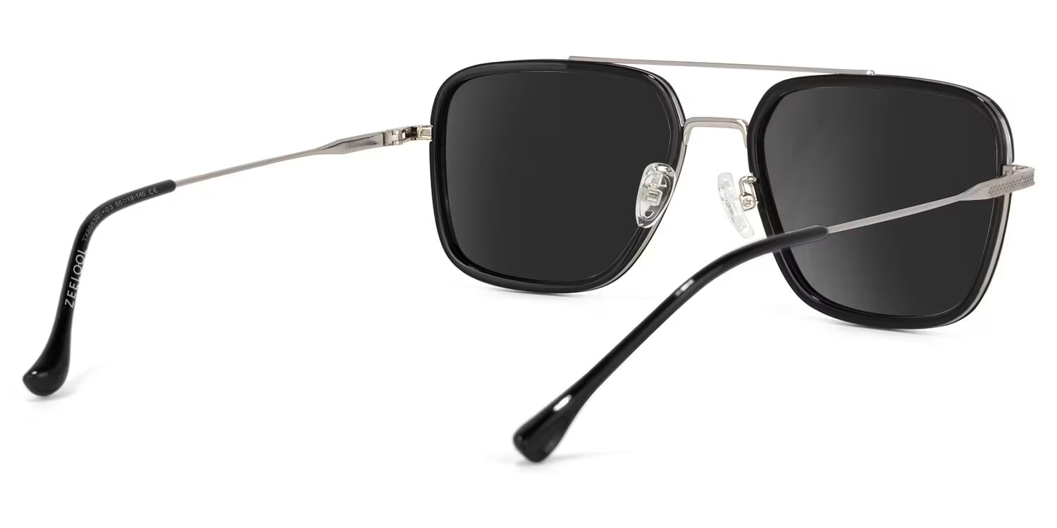Nayeli Aviator Black-Silver Sunglasses4