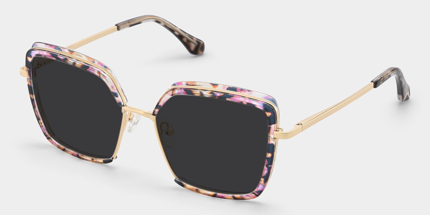 Cordaro Purple-Floral Square Polarized Sunglasses for Driving
